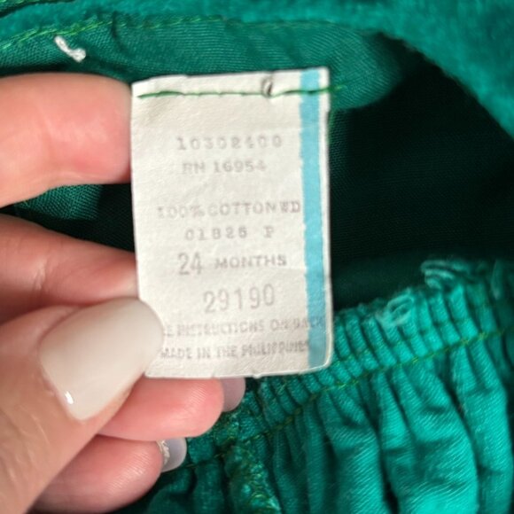 Vintage Green Velvet Sleeveless Baby Dress 24 Months Toddler Button Back Closure - Picture 5 of 5